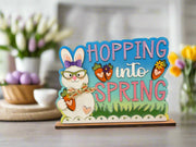 Hopping Into Spring Shelf Sitter | Spring & Easter Decor | Cute Seasonal Decoration for Home | Rustic Charm for Your Space