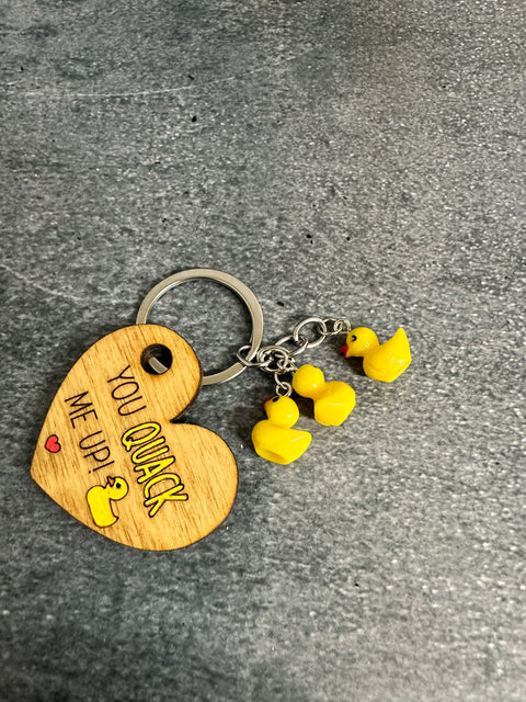 Duck. Duck. Valentine  3 Mini Ducks Keychain You Quack me up 