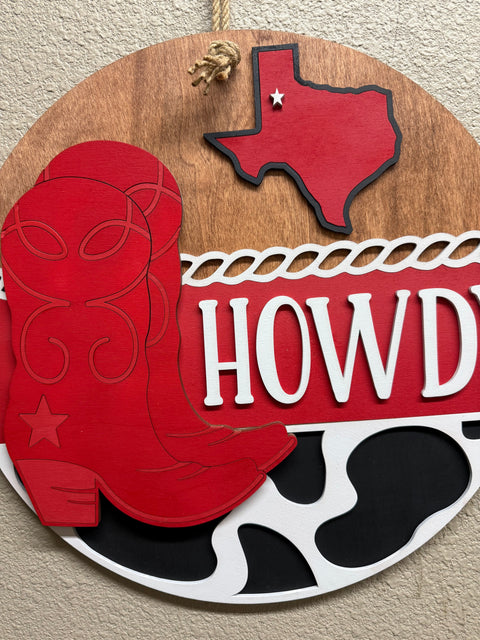 Howdy University Boots Door & Wall Decor - Stylish Western University Decor for School Spirit