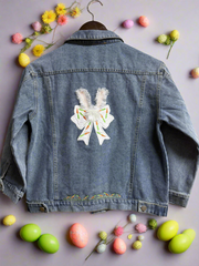 Fluffy Bunny Ears Denim Jacket - Kids Fashion Outerwear, Cute & Cozy Spring Style, Adorable Rabbit Design for Little Ones