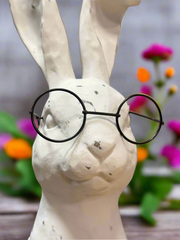 RAZ 10.75" Rabbit with Glasses - Charming Resin Rabbit Figurine for Home Decor & Vintage Collectible