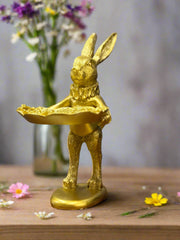 European Retro Rabbit Figurine, Vintage Resin Bunny Art Decor, Collectible Animal Sculpture for Home & Garden table decor