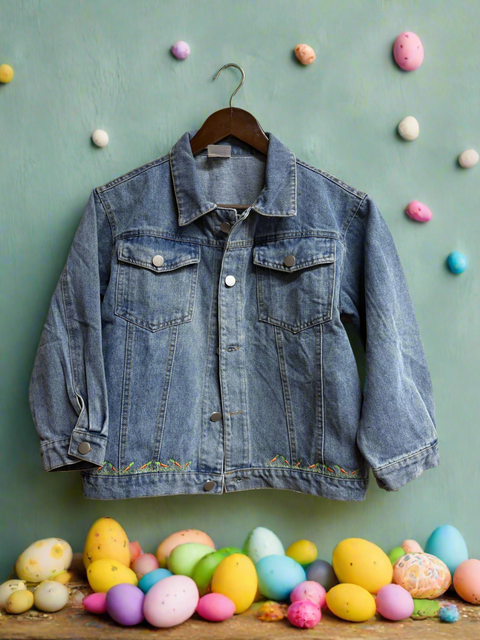 Fluffy Bunny Ears Denim Jacket - Kids Fashion Outerwear, Cute & Cozy Spring Style, Adorable Rabbit Design for Little Ones