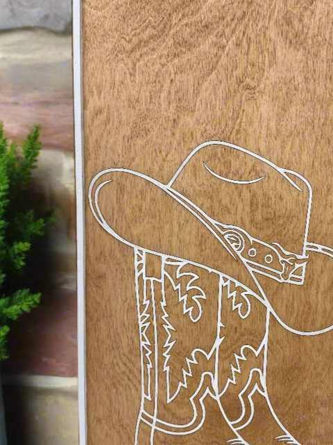 Western Cowboy Hat and Boots Wall Decor | Rustic Home Decor | Country Western Wall Art | Cowboy Hat Decor, Boots Art