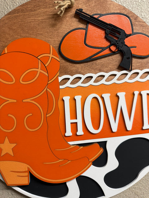 Howdy University Boots Door & Wall Decor - Stylish Western University Decor for School Spirit