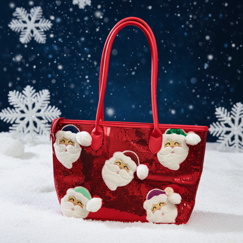 Sparkly Santa Tote Bag