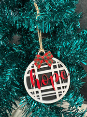 Plaid Christmas Ornaments Christmas Ornament Hope  