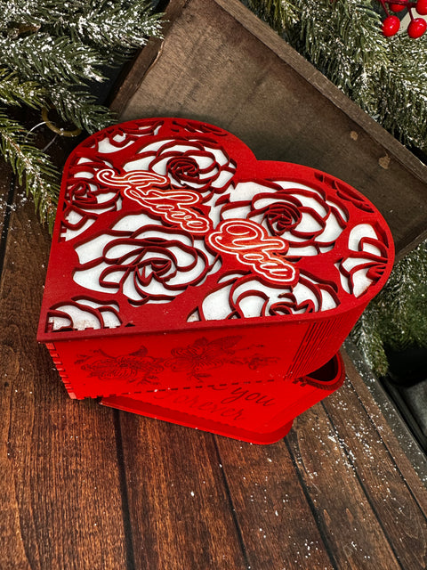 I Love You - Heart shaped box | Valentine wood box Red