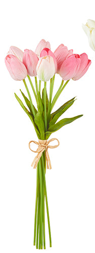15" Real Touch Tulip Bundle | Artificial Flowers for Home Decor, Wedding Arrangements, Vibrant & Lifelike Design Faux Flowers Pink