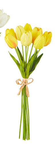 15" Real Touch Tulip Bundle | Artificial Flowers for Home Decor, Wedding Arrangements, Vibrant & Lifelike Design Yellow