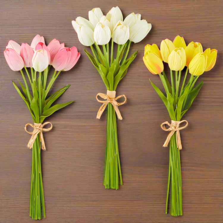 15" Real Touch Tulip Bundle | Artificial Flowers for Home Decor, Wedding Arrangements, Vibrant & Lifelike Design Faux Flowers