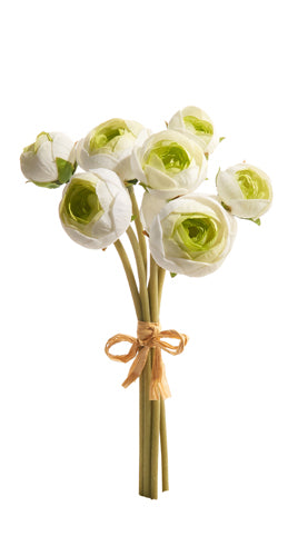 12" Real Touch Ranunculus Bundle | Artificial Flowers for Home Decor & Wedding Arrangements, Lifesize Floral Accents Faux Flowers White