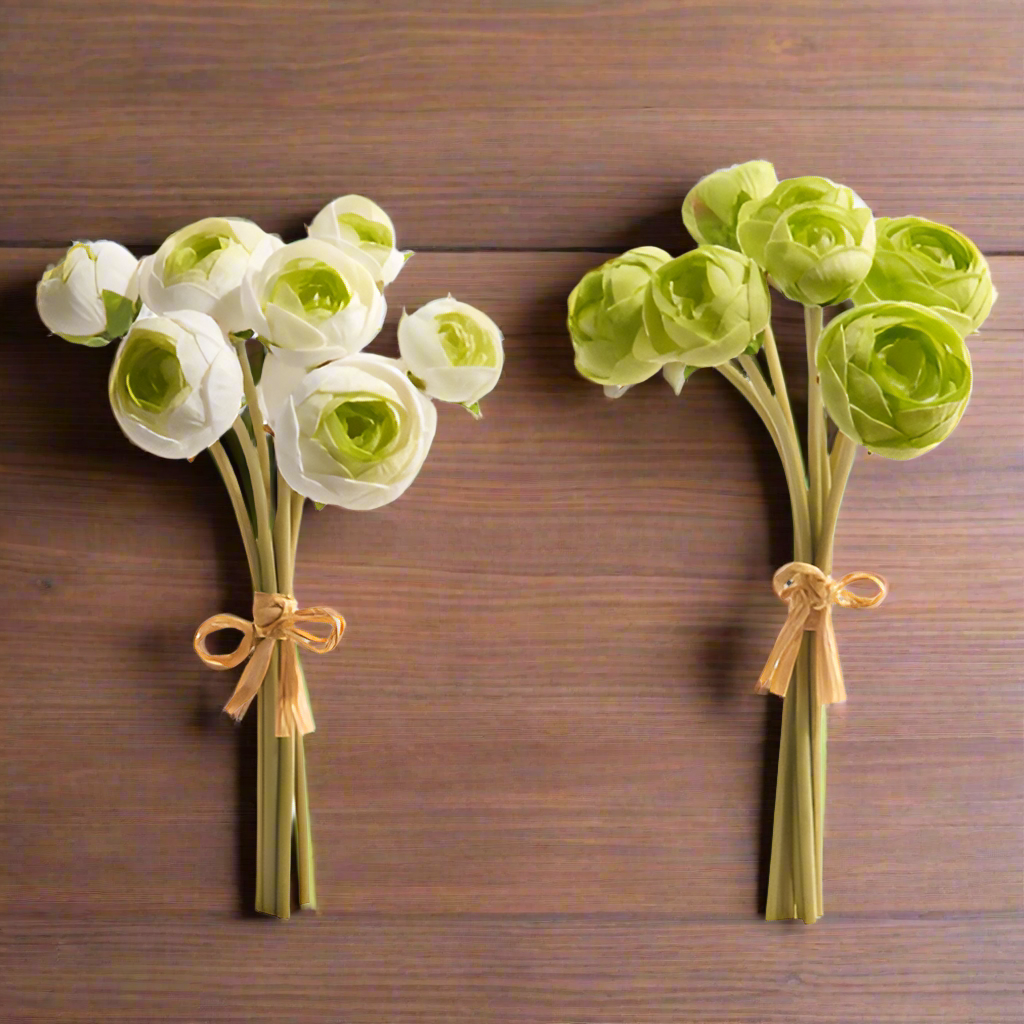 12" Real Touch Ranunculus Bundle | Artificial Flowers for Home Decor & Wedding Arrangements, Lifesize Floral Accents Faux Flowers