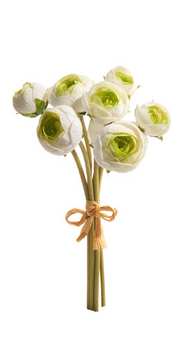 12" Real Touch Ranunculus Bundle | Artificial Flowers for Home Decor & Wedding Arrangements, Lifesize Floral Accents White