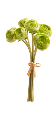 12" Real Touch Ranunculus Bundle | Artificial Flowers for Home Decor & Wedding Arrangements, Lifesize Floral Accents Green