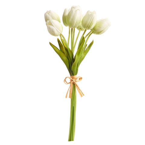 15" Real Touch Light Green Tulip Bundle | Artificial Flowers for Home Decor & Wedding Arrangements