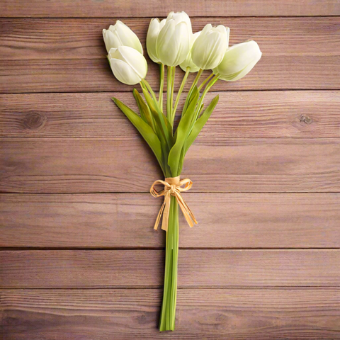 15" Real Touch Light Green Tulip Bundle | Artificial Flowers for Home Decor & Wedding Arrangements