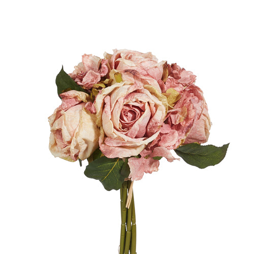 Antique Blush Rose Bundle - RAZ - 11" Artificial Flowers for Wedding Decor, Floral Arrangements & Home Styling Faux Flowers