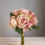 Antique Blush Rose Bundle - RAZ - 11" Artificial Flowers for Wedding Decor, Floral Arrangements & Home Styling