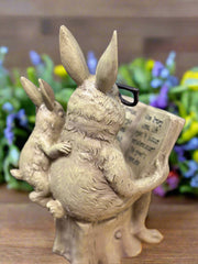 Spring Garden Bunnies Decor: Cute Resin Reading Bunny for Spring Home Decor, Garden Accents & Gifts