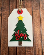 Christmas Tag Sign  Joy Tree  