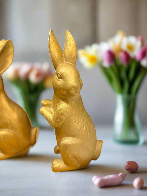 Bronze Bunny Set - Charming Resin Figurines for Spring Decor & Easter Home Decorations