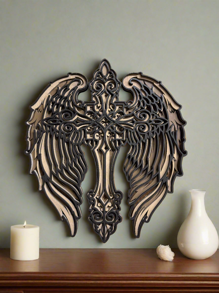 Angel Wing Cross Wall Decor