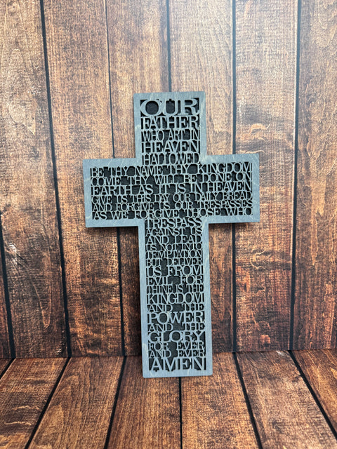 Lord’s Prayer Cross Easter Wall Decor Small - Gray  