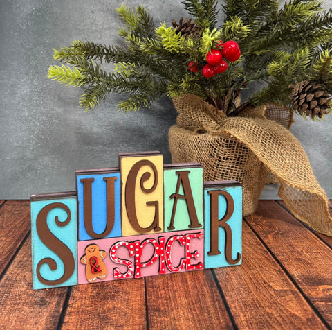 Christmas Word Blocks Christmas Shelf Sitter Sugar Spice  