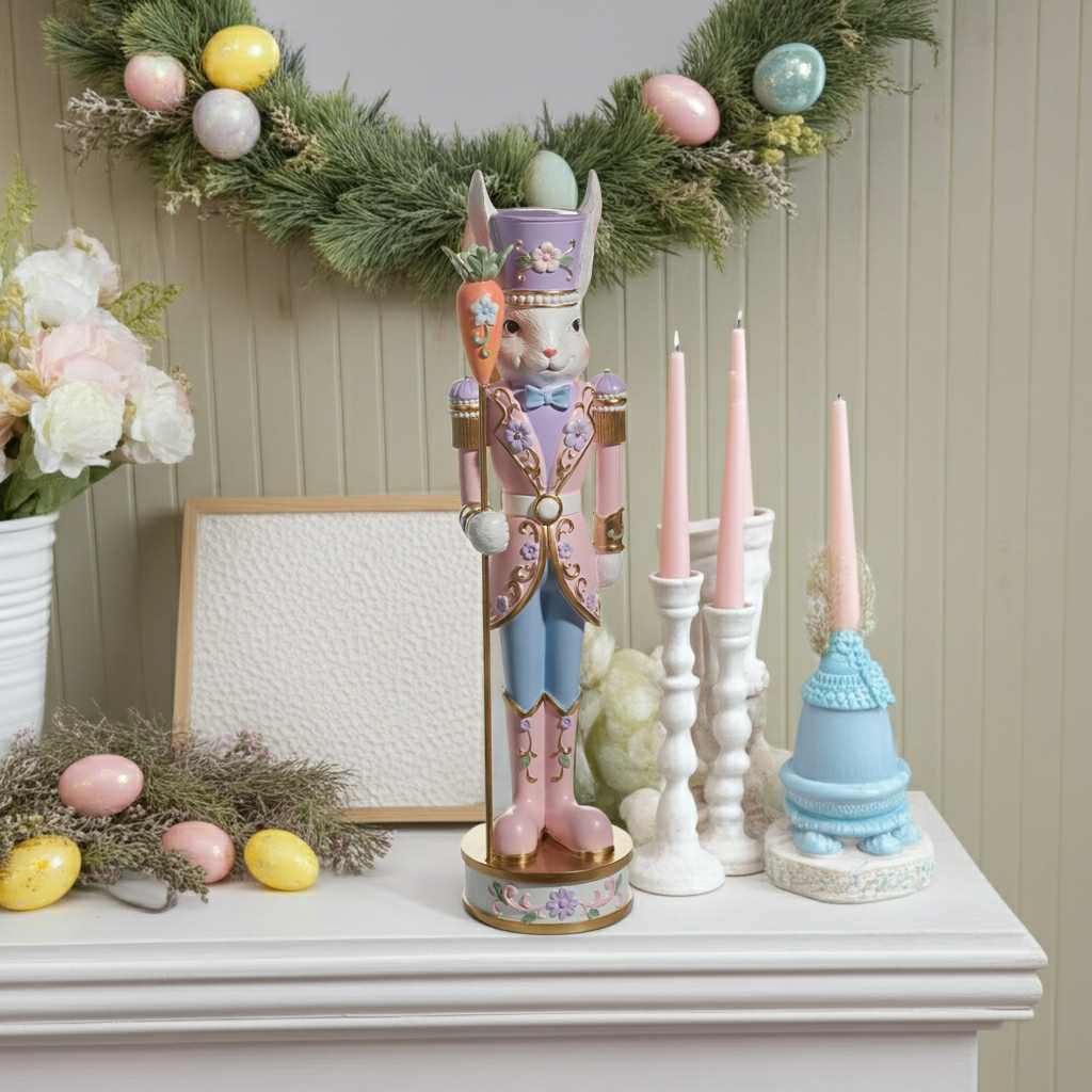 21.5" Pink Easter Bunny Nutcracker