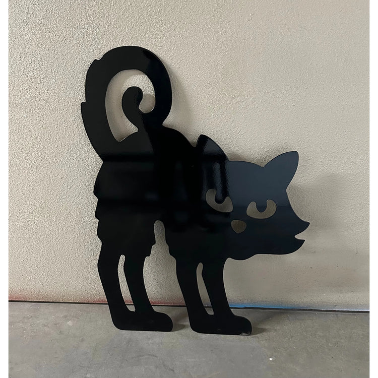 Spooky Cat Metal Yard Art Halloween Decor Large Cat #3  