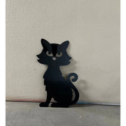 Spooky Cat Metal Yard Art Halloween Decor Small Cat #2  