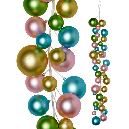 4' Pastel Pearl Ball Garland, Colorful Party Decor, Soft Pastel Spring Decor, Wedding & Baby Shower Accents, Home Decoration Supplies