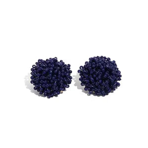 Round Seed Bead PomPom Earrings