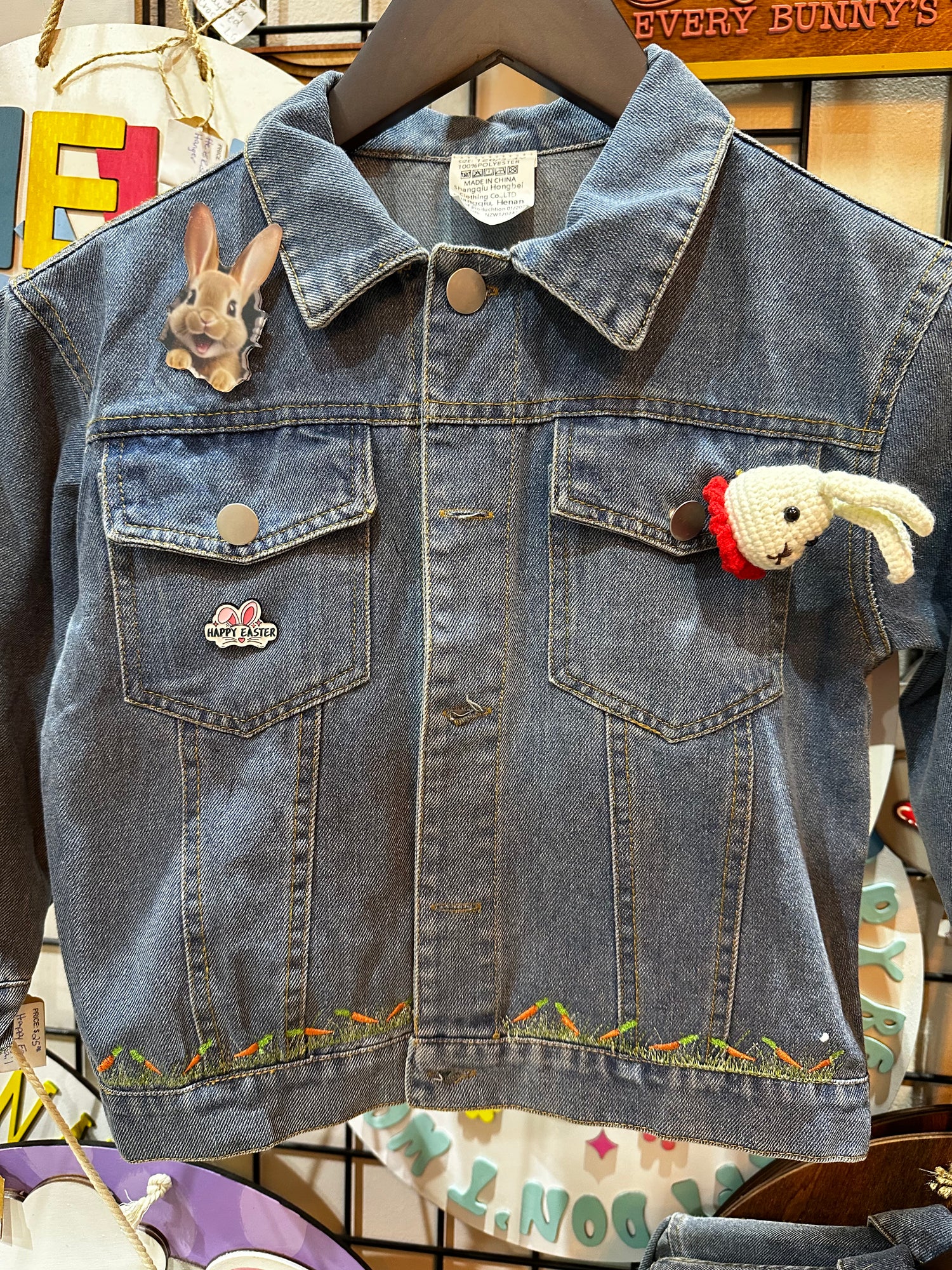 Fluffy Bunny Ears Kids Denim Jacket denim jacket