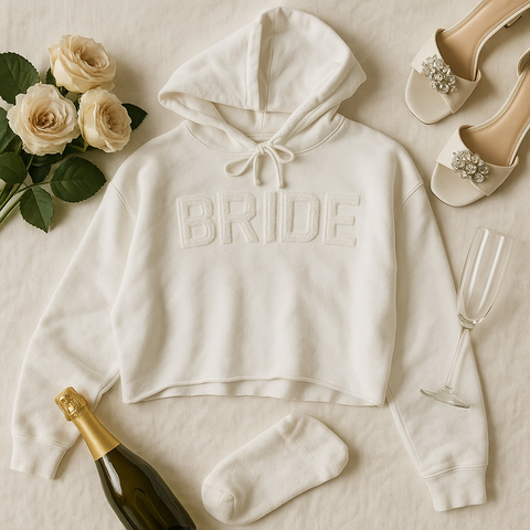 Fringe Bride White Crop Hoodie Hoodie