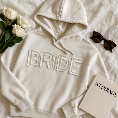 Fringe Bride White Crop Hoodie Hoodie