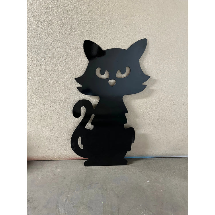 Spooky Cat Metal Yard Art Halloween Decor Large Cat #1  