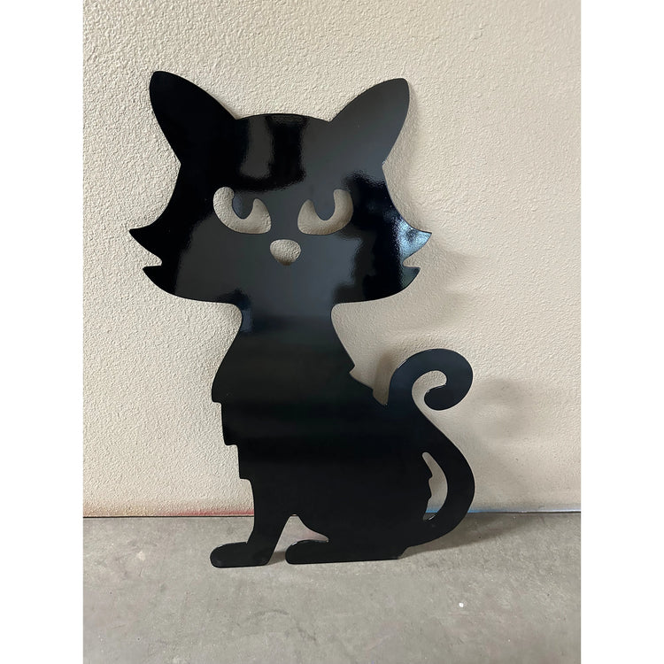 Spooky Cat Metal Yard Art Halloween Decor Large Cat #2  