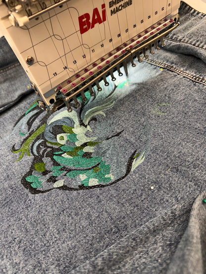 Embroidered Rooster Denim Jacket denim jacket