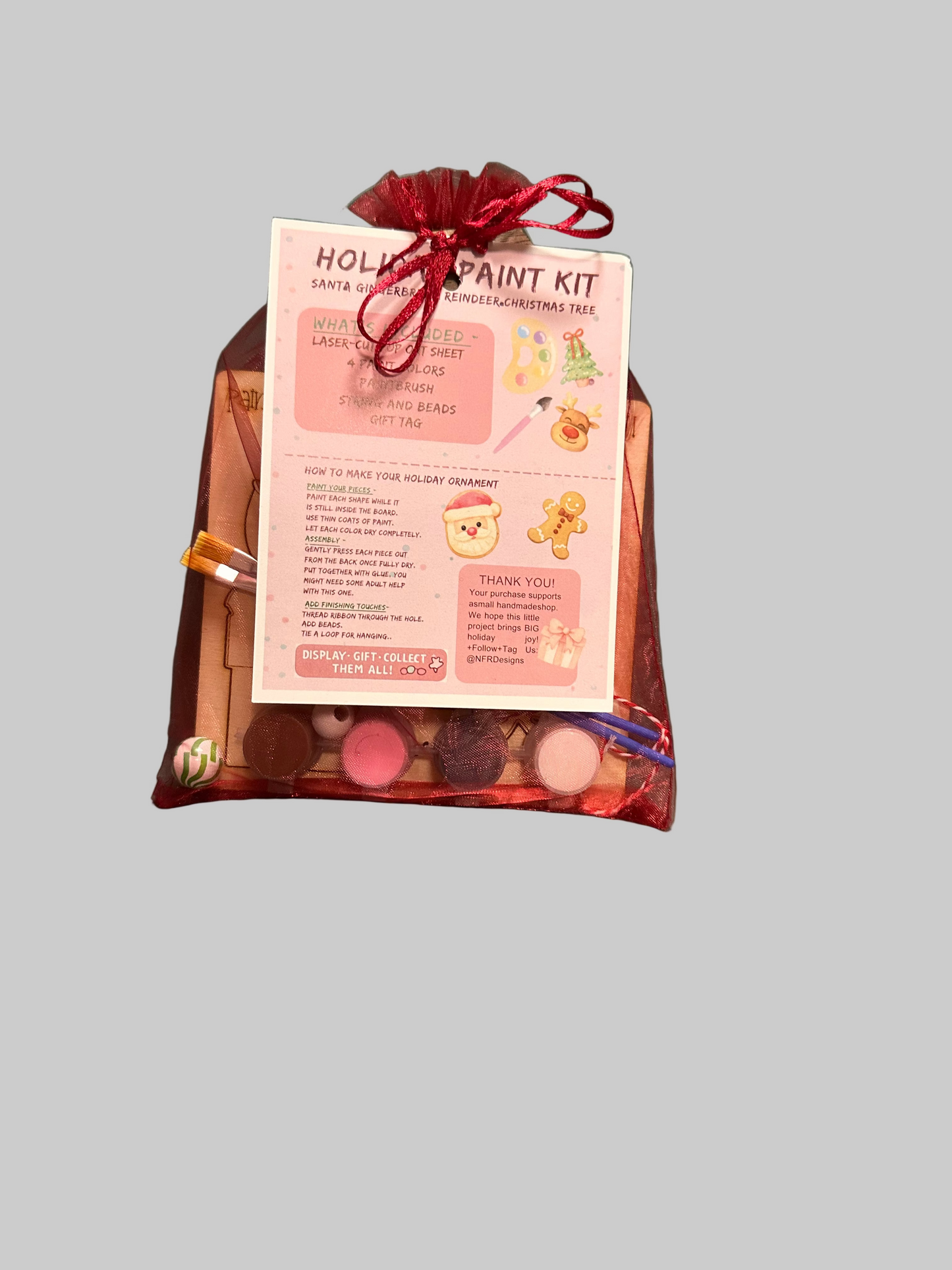 🎄 Holiday Paint Kit – DIY Christmas Ornament Craft for Kids & Adults