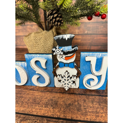 Frosty Word Block Christmas Shelf Sitter