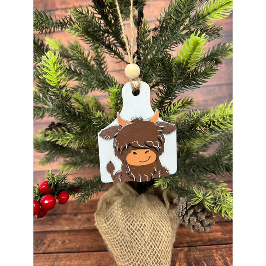 Highland Cow Tag Ornament Christmas Ornament   