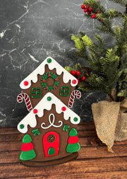 Stacked Gingerbread House Stand Christmas Shelf Sitter Mini  
