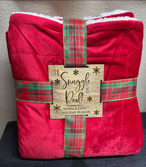 The Snuggle is Real Blanket Christmas Blanket Red  - Sherpa 50" X 60"  