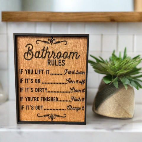 Bathroom Rules Sign Table Decor   