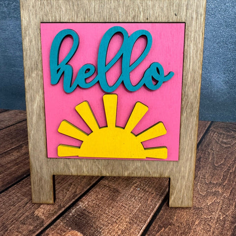 Summer Leaning Sandwich Board Tiles Summer Interchangeable Hello Sun  