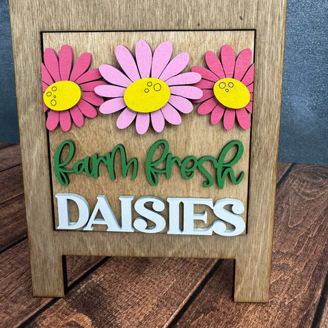 Daisy Flowers Leaning Sandwich Board Tiles Spring Interchangeable Farm Fresh Daisies  