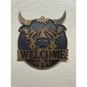 Highland Welcome - Sign Door hanger Black  