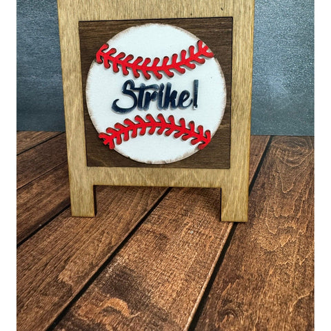 Baseball Leaning Sandwich Board Tiles Sports Interchangeable Strike  